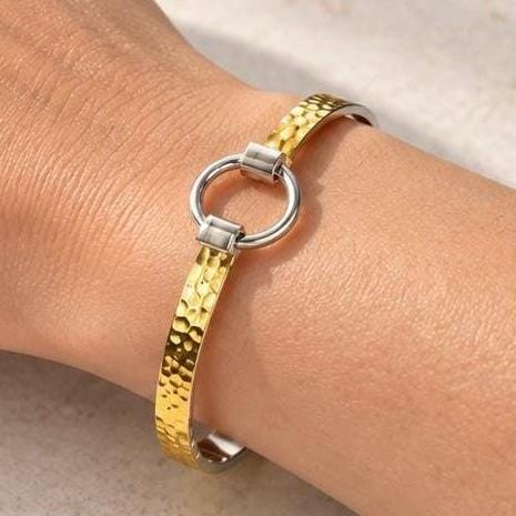 Gold Hammered Stainless Steel Bangle
