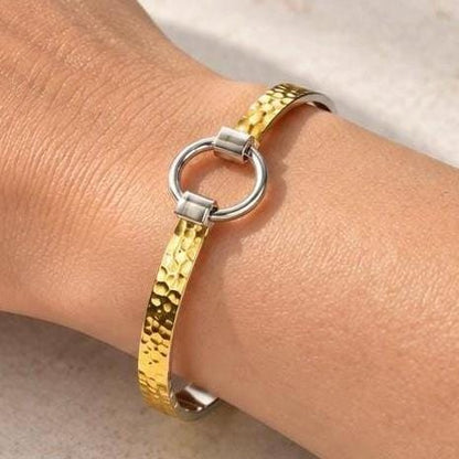 Gold Hammered Stainless Steel Bangle