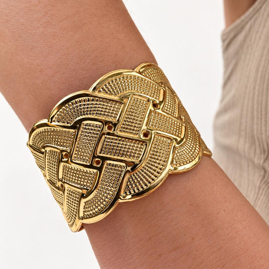 Gold Woven Statement Cuff Bracelet