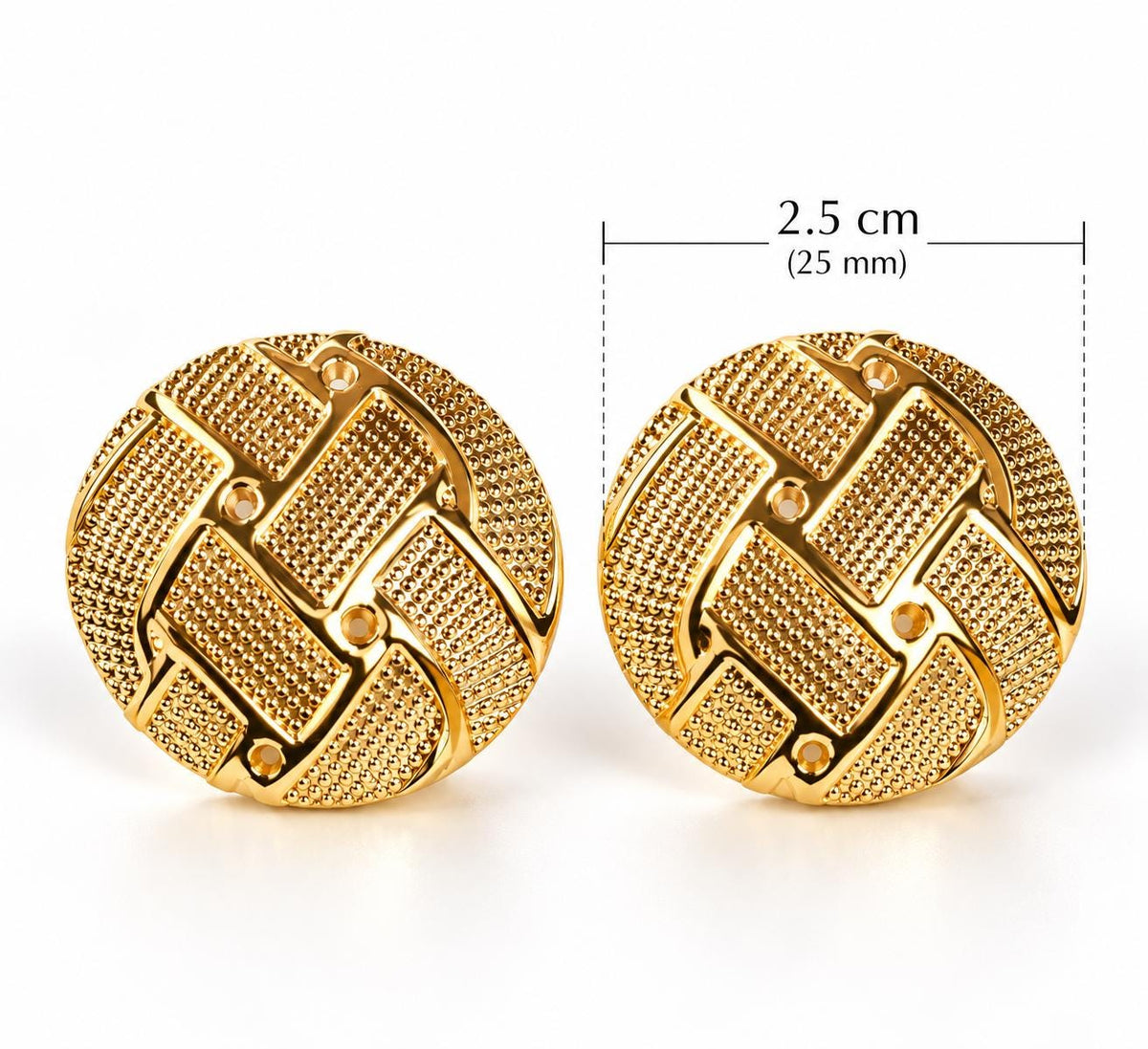 Textured Gold Round Stud Earrings