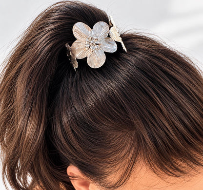 Silver Floral Jewellery & Hair Tie Set