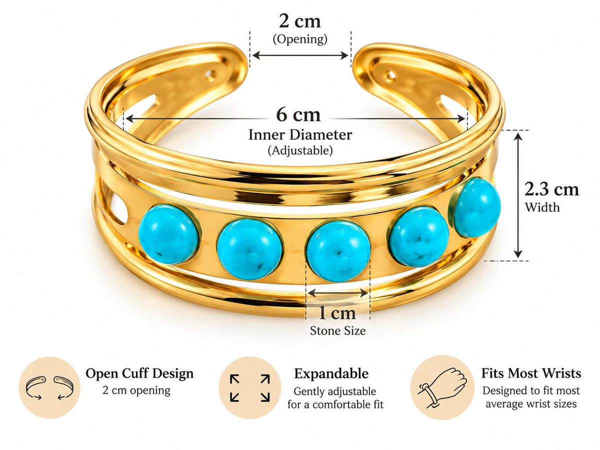 Turquoise Gold Adjustable Cuff Bracelet