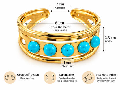 Turquoise Gold Adjustable Cuff Bracelet