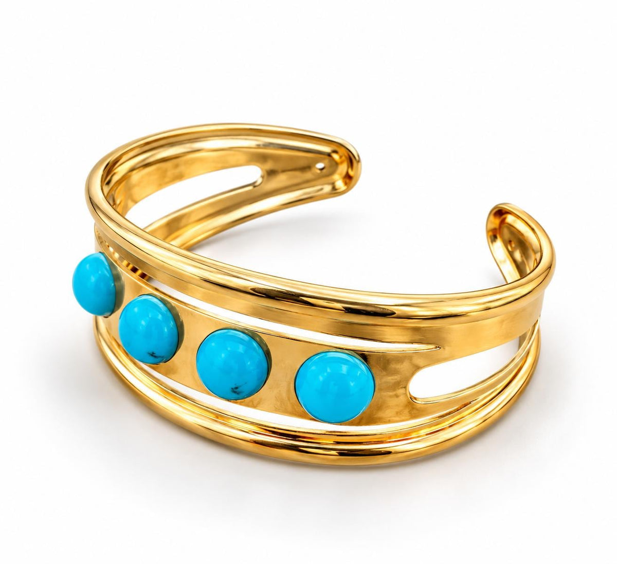 Turquoise Gold Adjustable Cuff Bracelet
