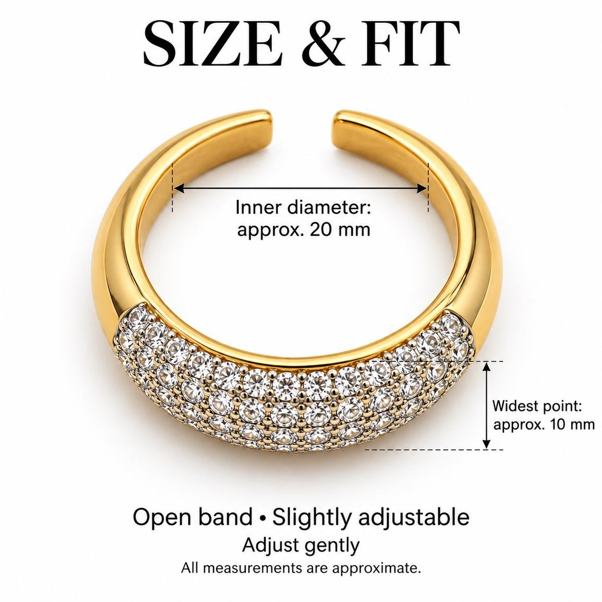 Gold Pavé Dome Adjustable Ring