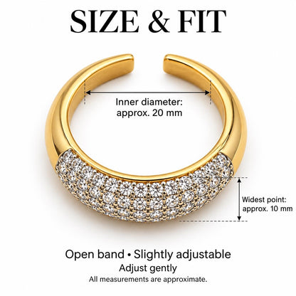 Gold Pavé Dome Adjustable Ring