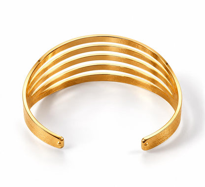 Gold Sculptural Wave Cuff Bracelet