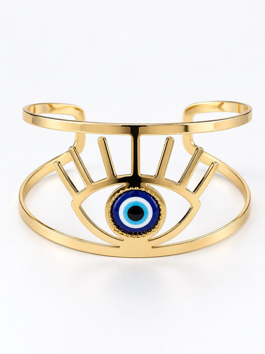 Gold Evil Eye Adjustable Cuff Bracelet