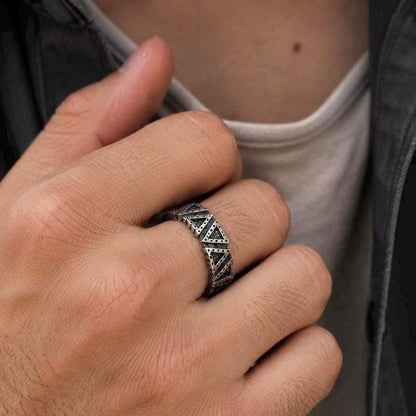 Oxidised Sterling Silver Pyramid Ring