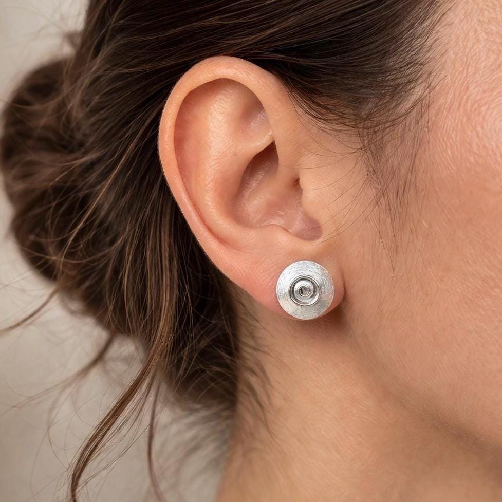 Sterling Silver Spiral Stud Earrings