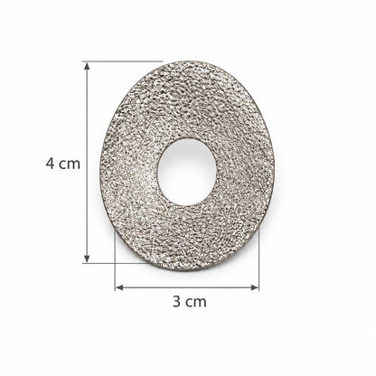Silver Textured Oval Stud Earrings