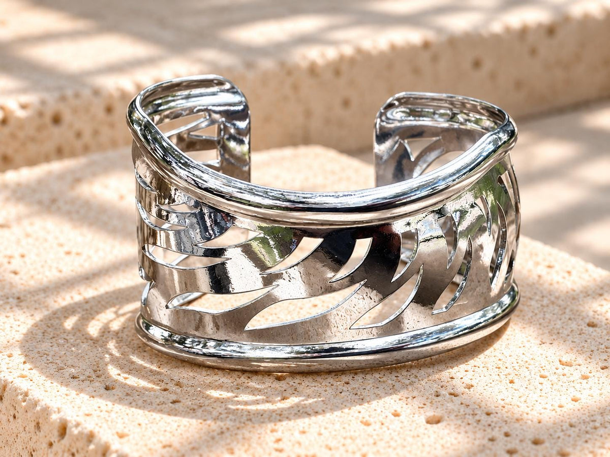 Silver Sculptural Statement Cuff Bracelet