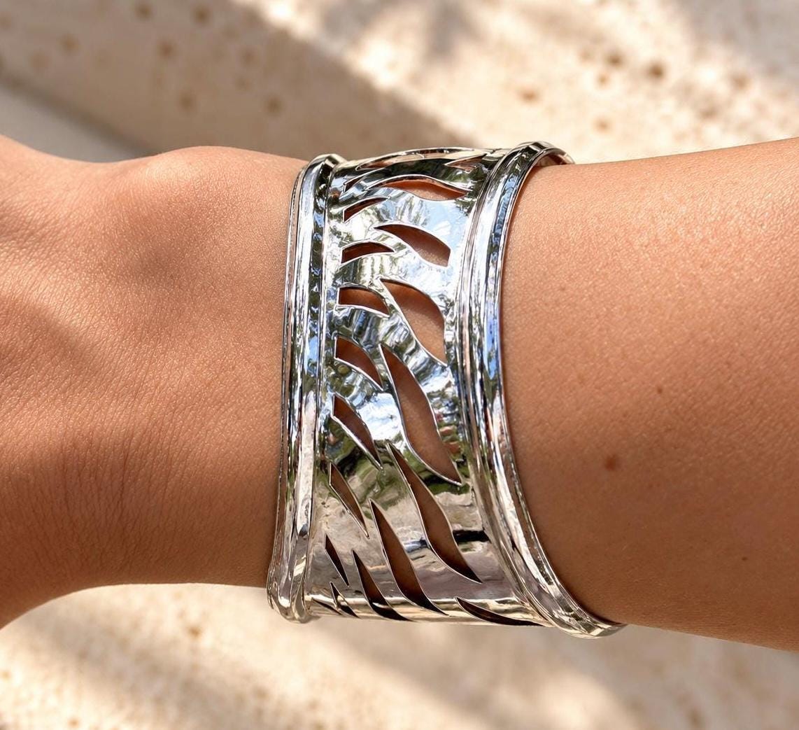 Silver Sculptural Statement Cuff Bracelet