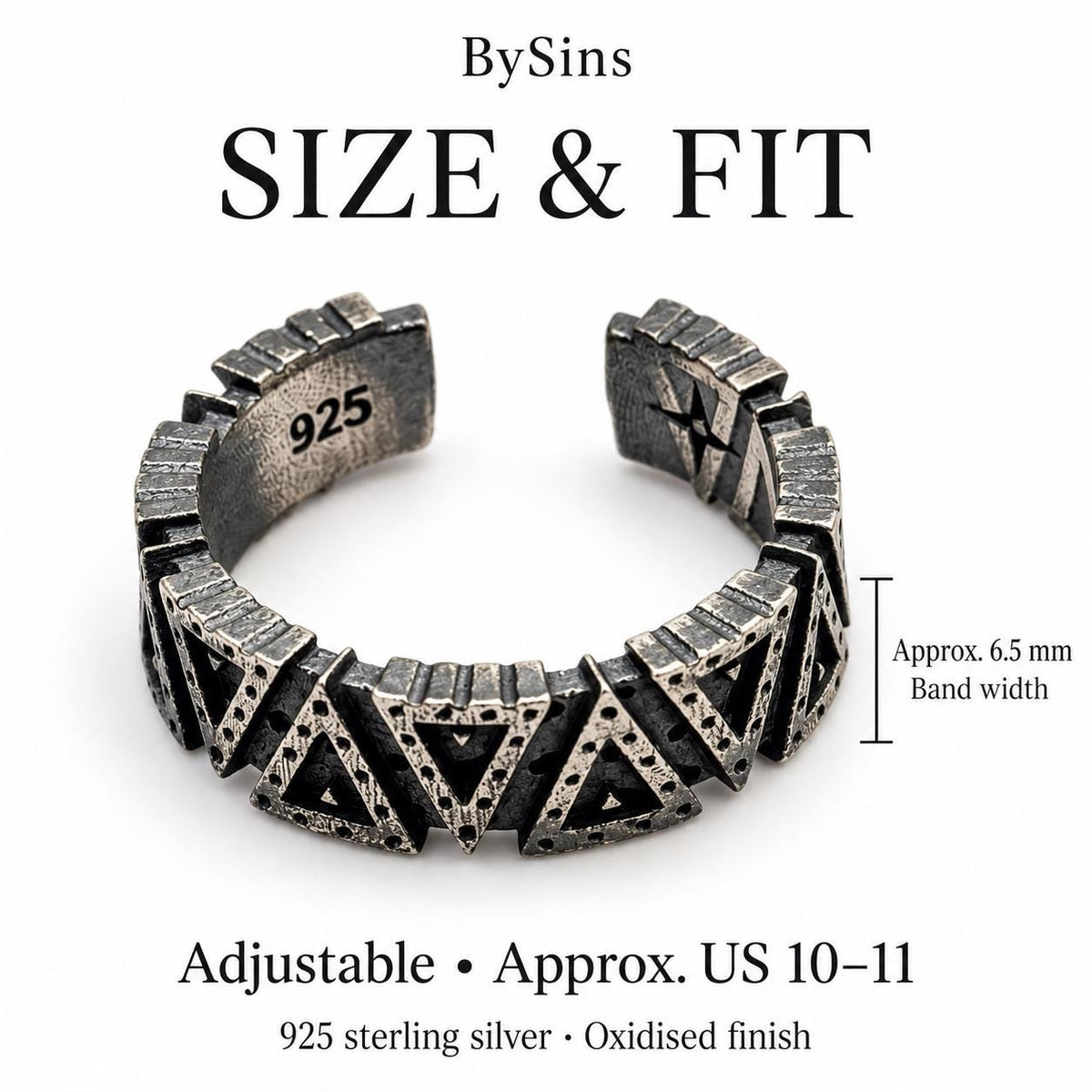 Oxidised Sterling Silver Pyramid Ring