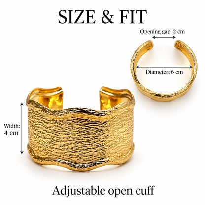 Textured Gold Wide Cuff Bracelet